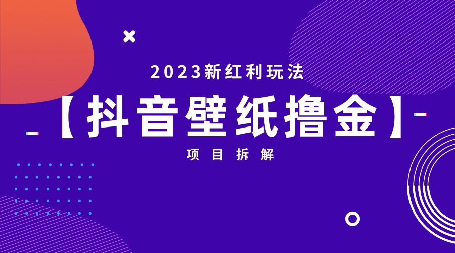 【6646】2023新红利玩法：抖音壁纸撸金项目