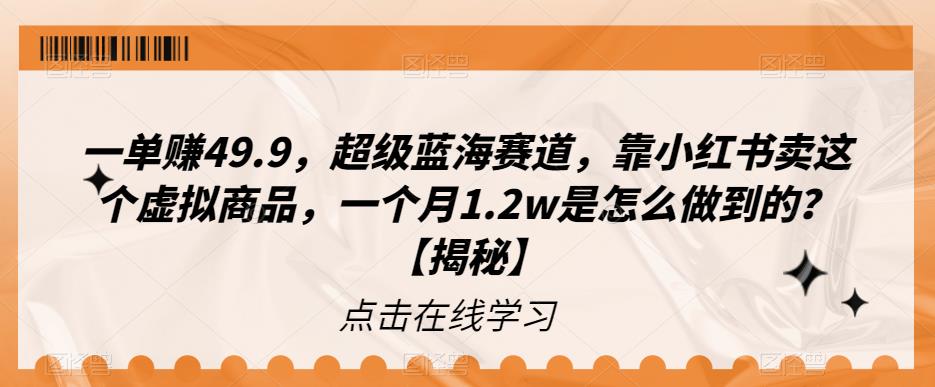 【6799】一单赚49.9，超级蓝海赛道，靠小红书卖这个虚拟商品，一个月1.2w是怎么做到的？【揭秘】