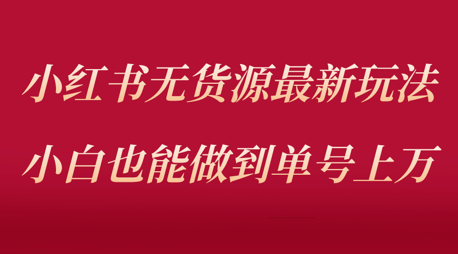 【5615】小红书无货源最新螺旋起号玩法，电商小白也能做到单号上万（收费3980）