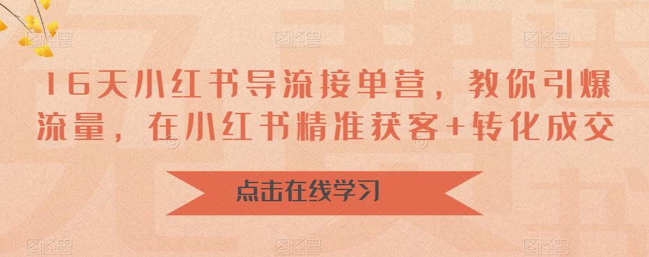 【6564】16天-小红书 导流接单营，教你引爆流量，在小红书精准获客+转化成交