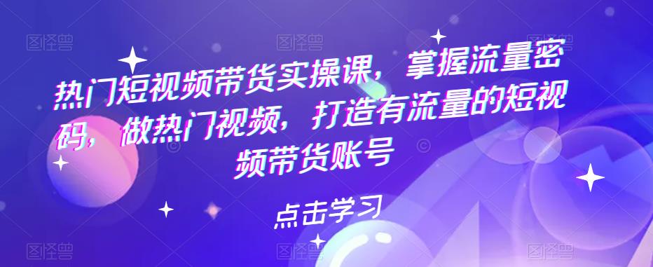 【5722】热门短视频带货实战 掌握流量密码 做热门视频 打造有流量的短视频带货账号