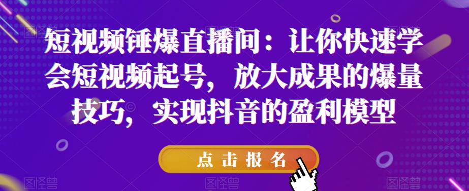 【6219】让你快速学会短视频起号，放大成果的爆量技巧，实现抖音的盈利模型