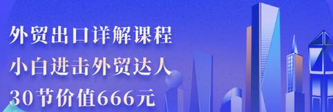 【3405】外贸出口详解课程：小白进击外贸达人，30节价值666元