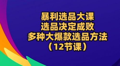 【10246】暴利选品大课：选品决定成败，教你多种大爆款选品方法（12节课）