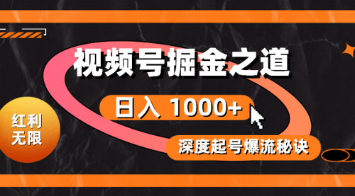 【10491】视频号掘金之道，深度解析起号爆流秘诀，轻松实现日入 1000+