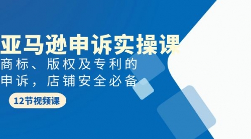 【9664】亚马逊-申诉实战课，商标、版权及专利的申诉，店铺安全必备