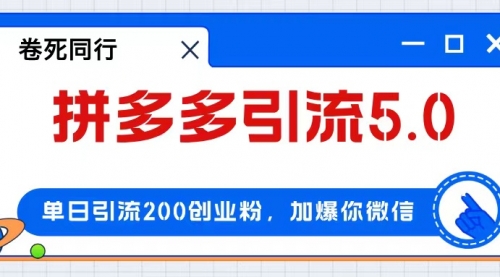 【第11517期】拼多多引流付费创业粉，单日引流200+，日入4000+