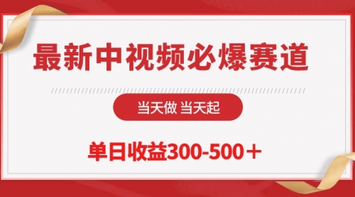 【9926】最新中视频必爆赛道，当天做当天起，单日收益300-500＋