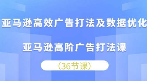 【10341】亚马逊 高效广告打法及数据优化，亚马逊高阶广告打法课（36节）