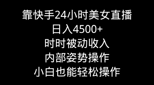 【9122】靠快手美女24小时直播，日入4500+，时时被动收入，内部姿势操作