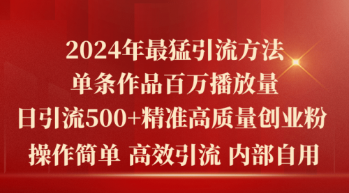 【10544】2024年最猛暴力引流方法，单条作品百万播放