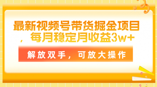 【10605】最新视频号带货掘金项目，每月稳定月收益3w+