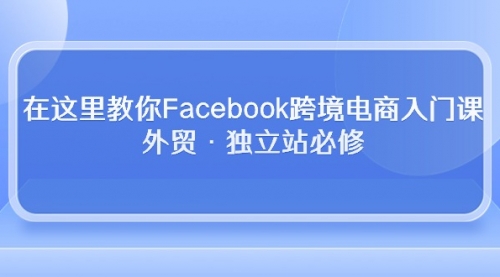 【10055】Facebook跨境电商入门课，外贸·独立站必修