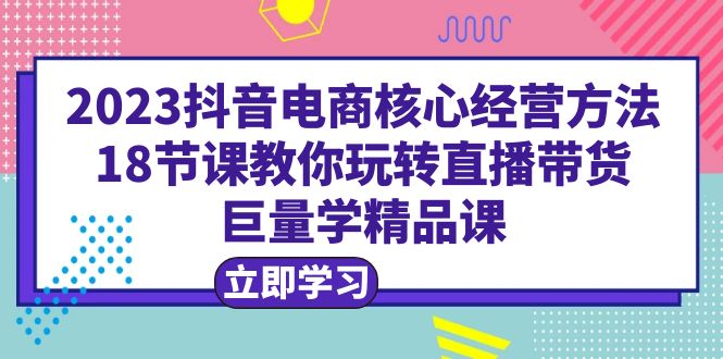 【6277】2023抖音电商核心经营方法：18节课教你玩转直播带货，巨量学精品课