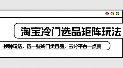 【9992】淘宝冷门选品矩阵玩法：换种玩法，选一些冷门类目品，去分平台一点羹