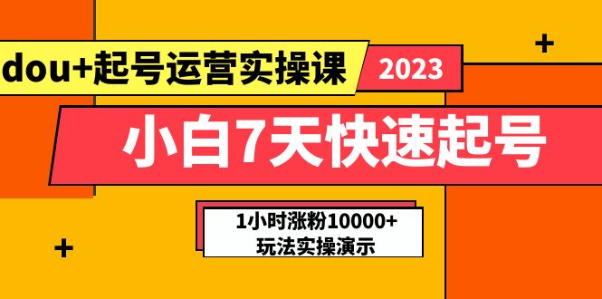 【5806】小白7天快速起号：dou+起号运营实操课，实战1小时涨粉10000+玩法演示