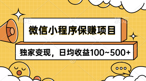 【9764】微信小程序保赚项目，独家变现，日均收益100~500+