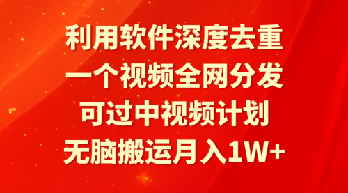 【9196】利用软件深度去重，一个视频全网分发，可过中视频计划，无脑搬运月入1W+