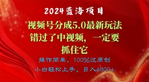 【10614】蓝海项目，视频号分成计划5.0最新玩法