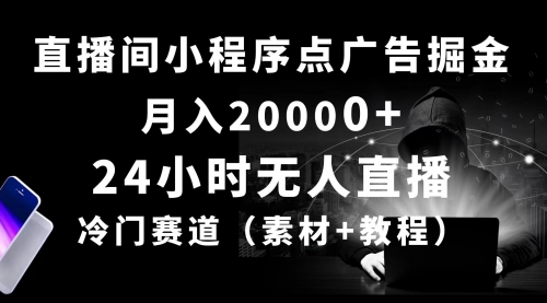 【10213】24小时无人直播小程序点广告掘金， 月入20000+，冷门赛道