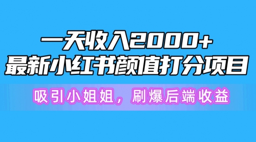 【9994】一天收入2000+，最新小红书颜值打分项目，吸引小姐姐，刷爆后端收益