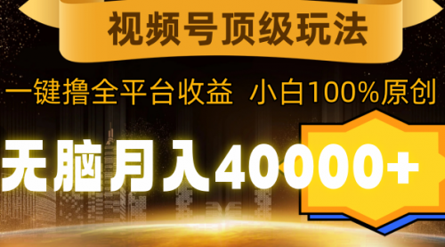 【9247】视频号顶级玩法，无脑月入40000+，一键撸全平台收益，纯小白也能100%原创