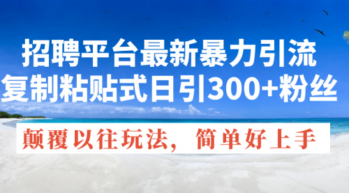 【10955】招聘平台最新暴力引流，复制粘贴式日引300+粉丝