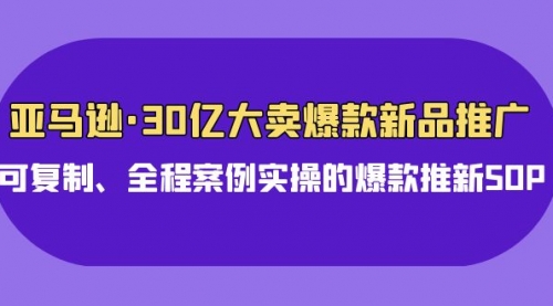 【9824】亚马逊30亿·大卖爆款新品推广，可复制、全程案例实操的爆款推新SOP