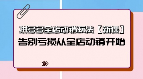 【9846】拼多多全店动销玩法【新课】，告别亏损从全店动销开始（4节视频课）