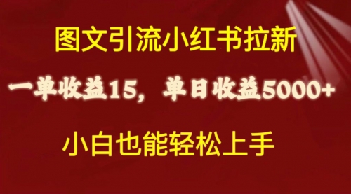 【10094】图文引流小红书拉新一单15元，单日暴力收益5000+，小白也能轻松上手