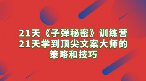 【10012】21天《子弹秘密》训练营，21天学到顶尖文案大师的策略和技巧