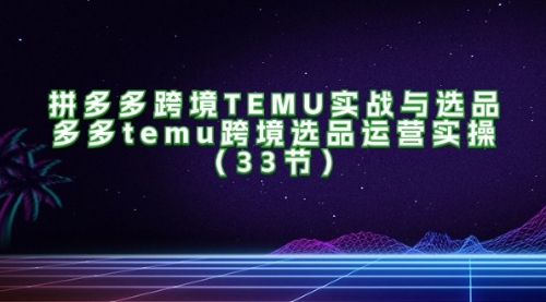 【第11194期】拼多多跨境TEMU实战与选品，多多temu跨境选品运营实操