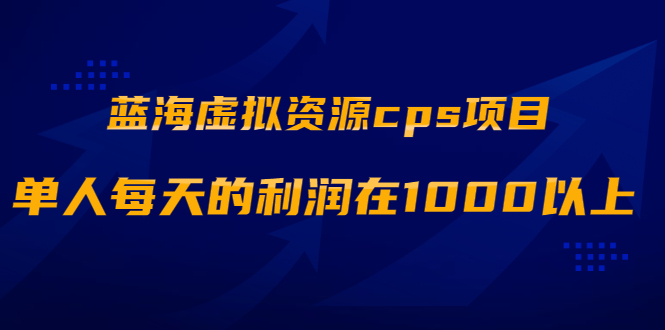 【2238】蓝海虚拟资源cps项目，目前最高单人每天的利润在1000以上【视频课程】