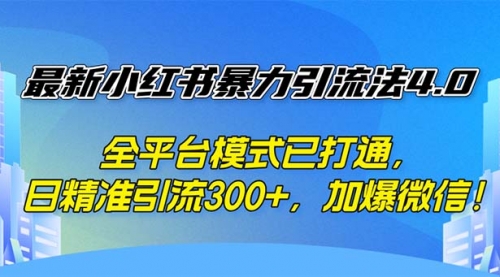 【第11501期】小红书暴力引流法4.0， 全平台模式已打通，日精准引流300+