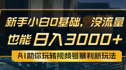 【10561】小白0基础，没流量也能日入3000+：AI助你玩转视频号