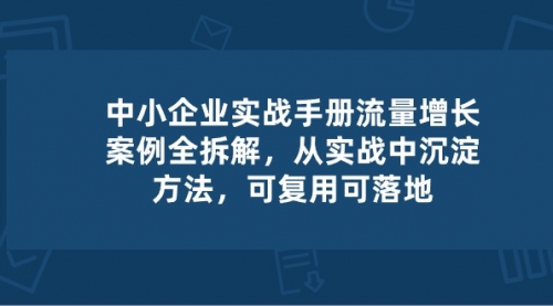 【10526】中小企业 实操手册-流量增长案例拆解，从实操中沉淀方法，可复用可落地