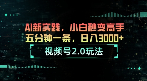 【10527】视频号2.0玩法 AI新实践，小白秒变高手五分钟一条，日入3000+