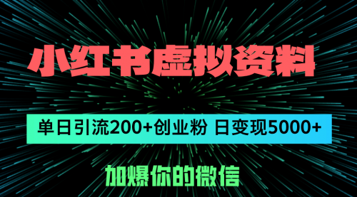 【第11307期】小红书虚拟资料日引流200+创业粉，单日变现5000+