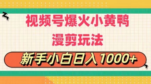 【10799】视频号爆火小黄鸭搞笑漫剪玩法，每日1小时，新手小白日入1000+