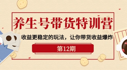 【9946】养生号带货特训营【12】收益更稳定的玩法，让你带货收益爆炸-9节直播课