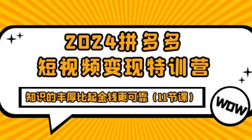 【9715】2024拼多多短视频变现特训营，知识的丰厚比起金钱更可靠