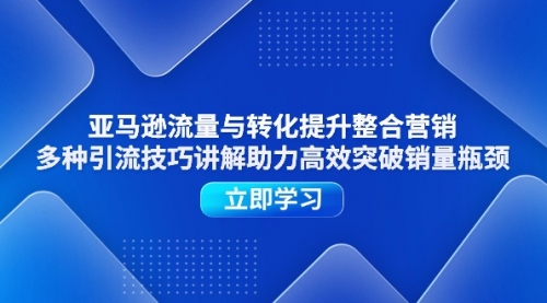 【10823】亚马逊流量与转化提升整合营销，多种引流技巧讲解助力高效突破销量瓶颈