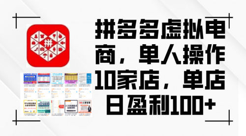 【第11379期】拼多多虚拟电商，单人操作10家店，单店日盈利100+