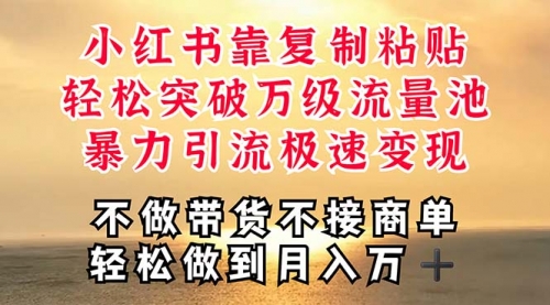 【10700】深层揭秘小红书，靠复制粘贴，一周突破万级流量池，无脑搬运