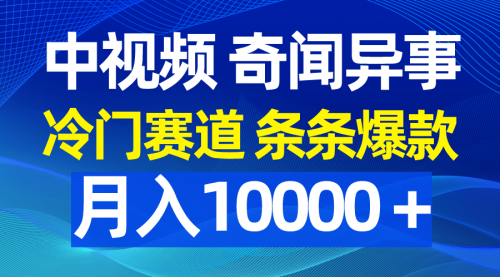 【9559】中视频奇闻异事，冷门赛道条条爆款，月入10000＋