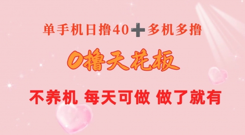 【10358】0撸天花板 单手机日收益40+ 2台80+ 单人可操作10台