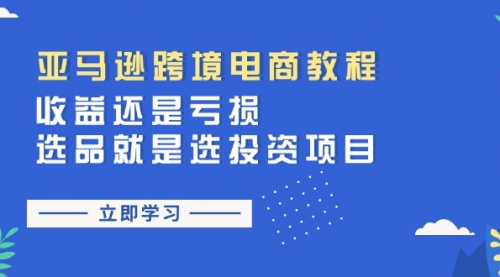 【10896】亚马逊跨境电商教程：收益还是亏损！选品就是选投资项目