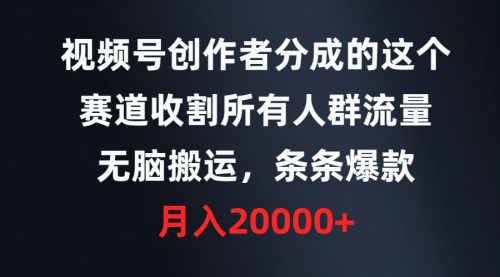 【9364】视频号创作者分成的这个赛道，收割所有人群流量，无脑搬运，条条爆款