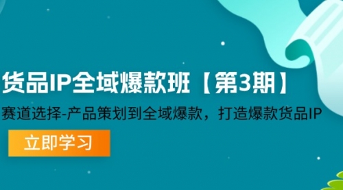 【第11267期】货品-IP全域爆款班【第3期】赛道选择-产品策划到全域爆款，打造爆款货品IP