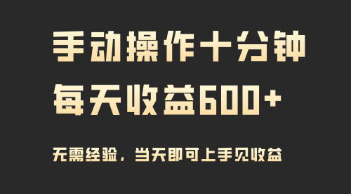 【9282】手动操作十分钟，每天收益600+，当天实操当天见收益